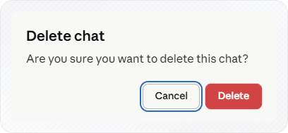 Claude's Delete chat confirmation asking whether you're sure you want to delete this chat